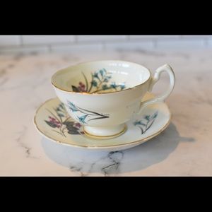 Regency Blue Floral Bone China Cup and Saucer